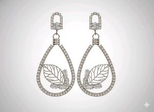 Earrings Of Sparkling Leaf Teardrop