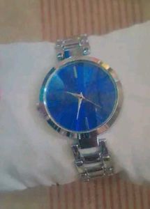 Blue Face Silver Watch