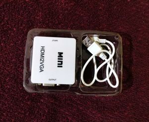 HDMI to VGA Cable Adapter White with 3.5 mm Audio