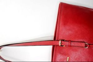 💯 Authentic Michael Kors Red Leather Tote Bag