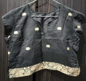 Black Indo Western Crop Top