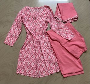 Pink Printed Kurta Set