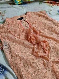 Peach Lace Ruffle Top