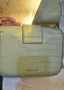 Miraggio Sage Green Croc Texture Sling Bag