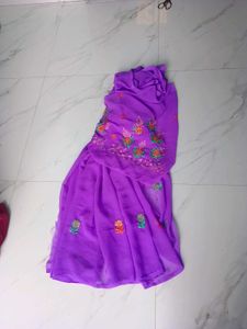 Elegant Purple Embroidered Saree