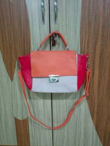 Imported Color Block Satchel Bag
