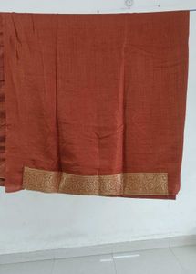 Rust Colour Saree with Gold Border