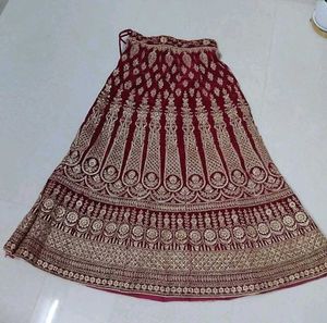 Maroon Velvet Lehenga Choli
