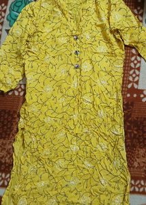Yellow Floral Print Kurti
