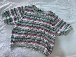 Striped Short Sleeve Knit Top