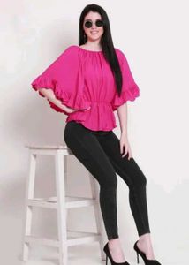 Pink Ruffle Sleeve Top