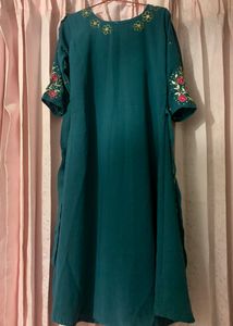 Teal Embroidered Kurti
