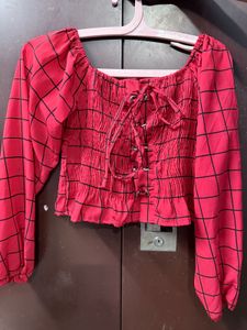 Red Checkered Crop Top