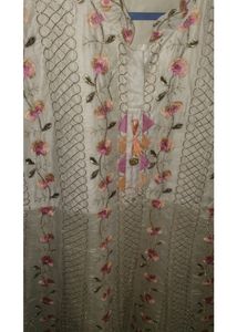 Beautiful White Anarkali with Pink Gold Florals