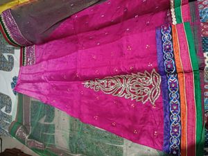 Pink and Green Lehenga Saree