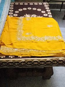 Elegant Yellow Embroidered Saree