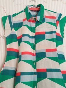New Geometric Print Tunic Top