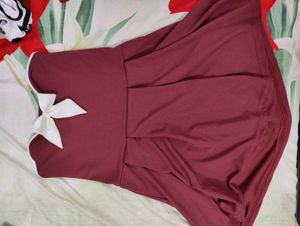 Cute Maroon Dress with Bow