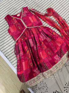 Pink Printed Kurta Plazo Set
