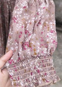 Unused Floral Print Dress with Lace Detail