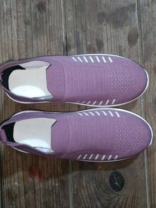 Mauve Knit Slip-On Shoes