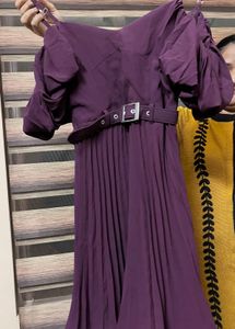 Elegant Purple Pleated Dress
