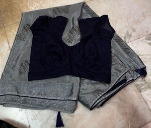 Elegant Grey Saree with Blouse