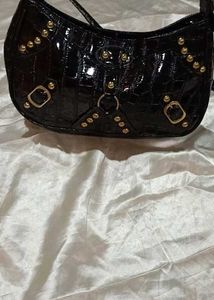 Vintage Black Embellished Shoulder Bag