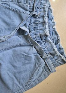 High-Waist Light Blue Paperbag Jeans with Belt