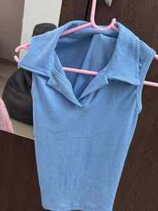 Blue Collared Tank Top