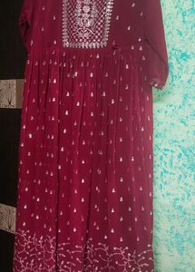 Maroon Embroidered Anarkali Dress