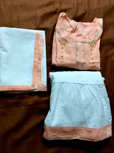 Peach Embroidered Kurta Set