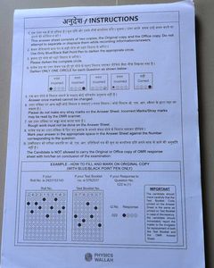 Physics Wallah OMR Sheet