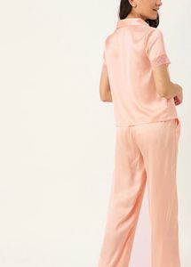 Women Peach Coloured Night Suit Set
