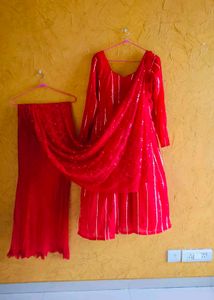 Red Sequin Kurta Set