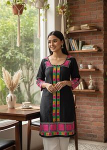 Embroidered Black Kurti