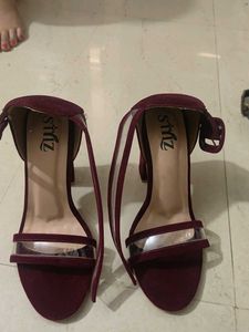 Burgundy Heels with Clear Straps