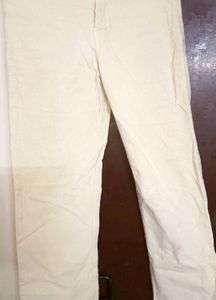 Unisex Corduroy Cream Pant For Formal & Casual Loo