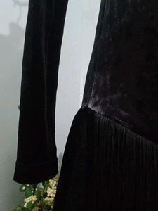 Black And Gray Velvet Dress