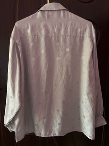 Silver Silk Shirt With Bell Sleeves