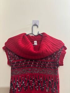 Red Knit Mini Sweater Dress