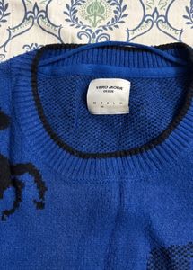 Blue Horse Print Sweater