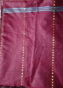 Burgundy &amp; Gold Saree Fabric