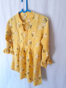 Yellow Top with Floral print