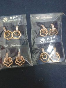 Geometric & Flowe Drop AD Earrings