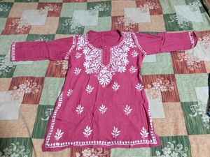 Pink Chikankari Kurti