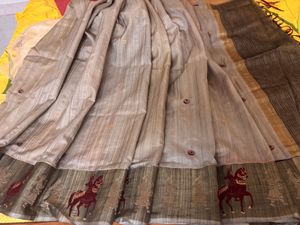 Art Silk Tan Saree with Beautiful Border