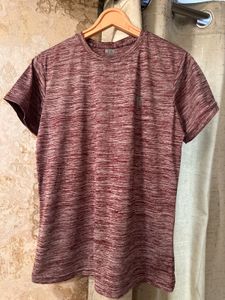Maroon Patterned Workout T-Shirt,Bust-36Strechable