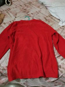 Red V-Neck Long Sleeve Sweater