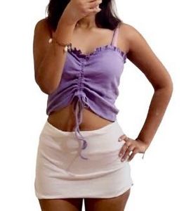 Lavender Ruffle Drawstring Top